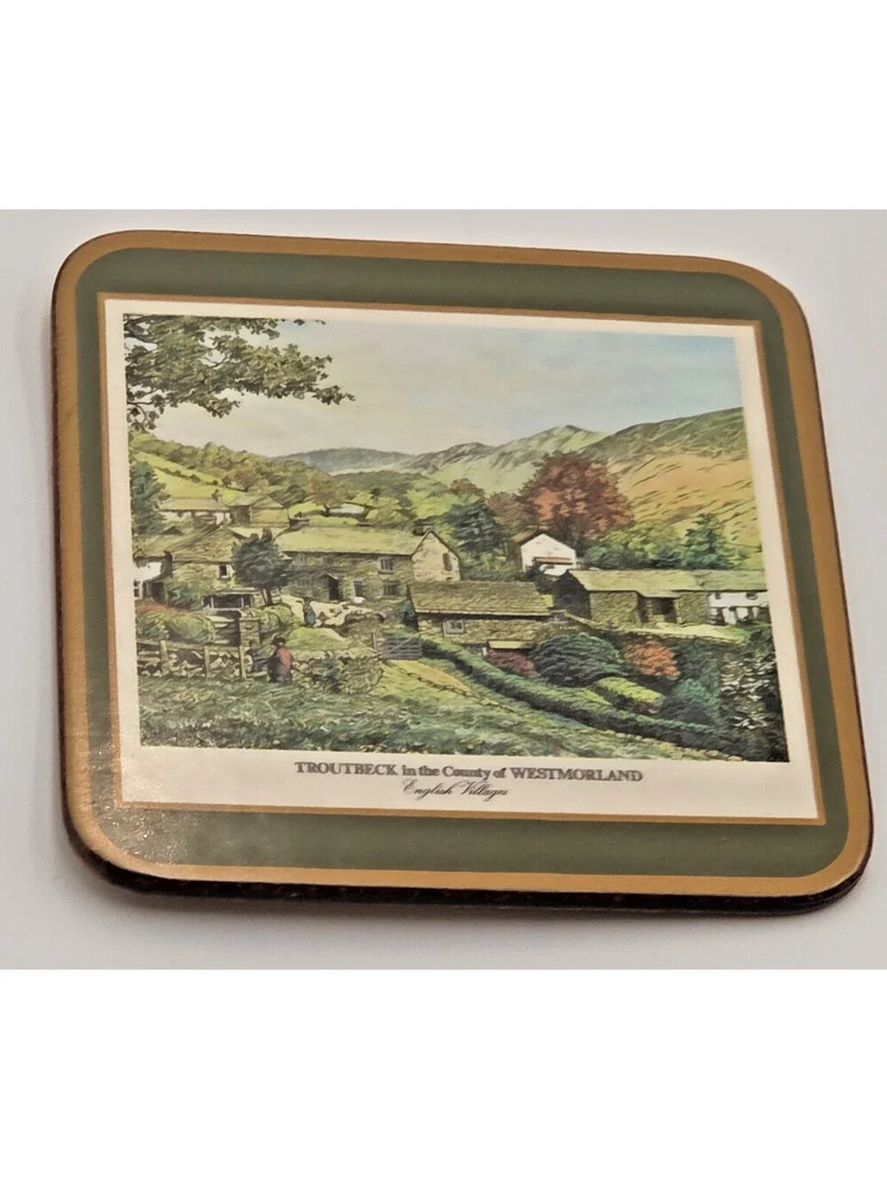 Vintage 1981 Pimpernel English Villages Coasters Set of 6 Acrylic Cork Backed
